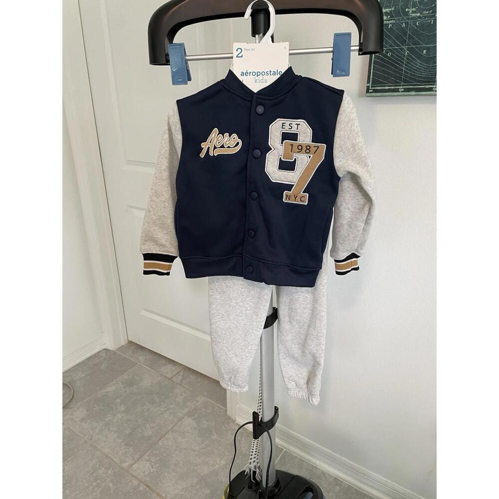 NWT BOYS AEROPOSTALE P.S. KIDS 2 PIECE OUTFIT ZIP UP HOODIE PANTS SIZE 4